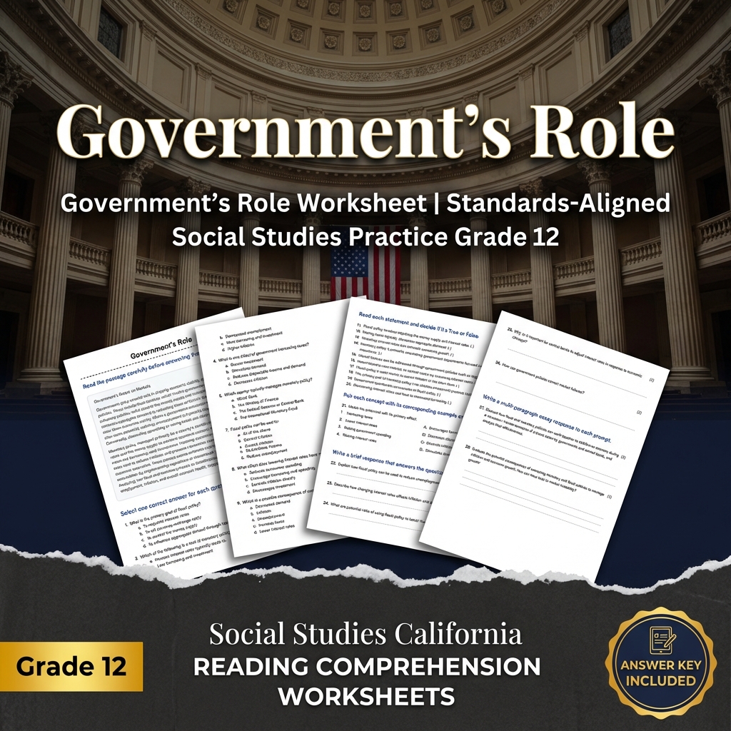 Government’s Role Worksheet | Standards-Aligned Social StudiesPractice Grade 12