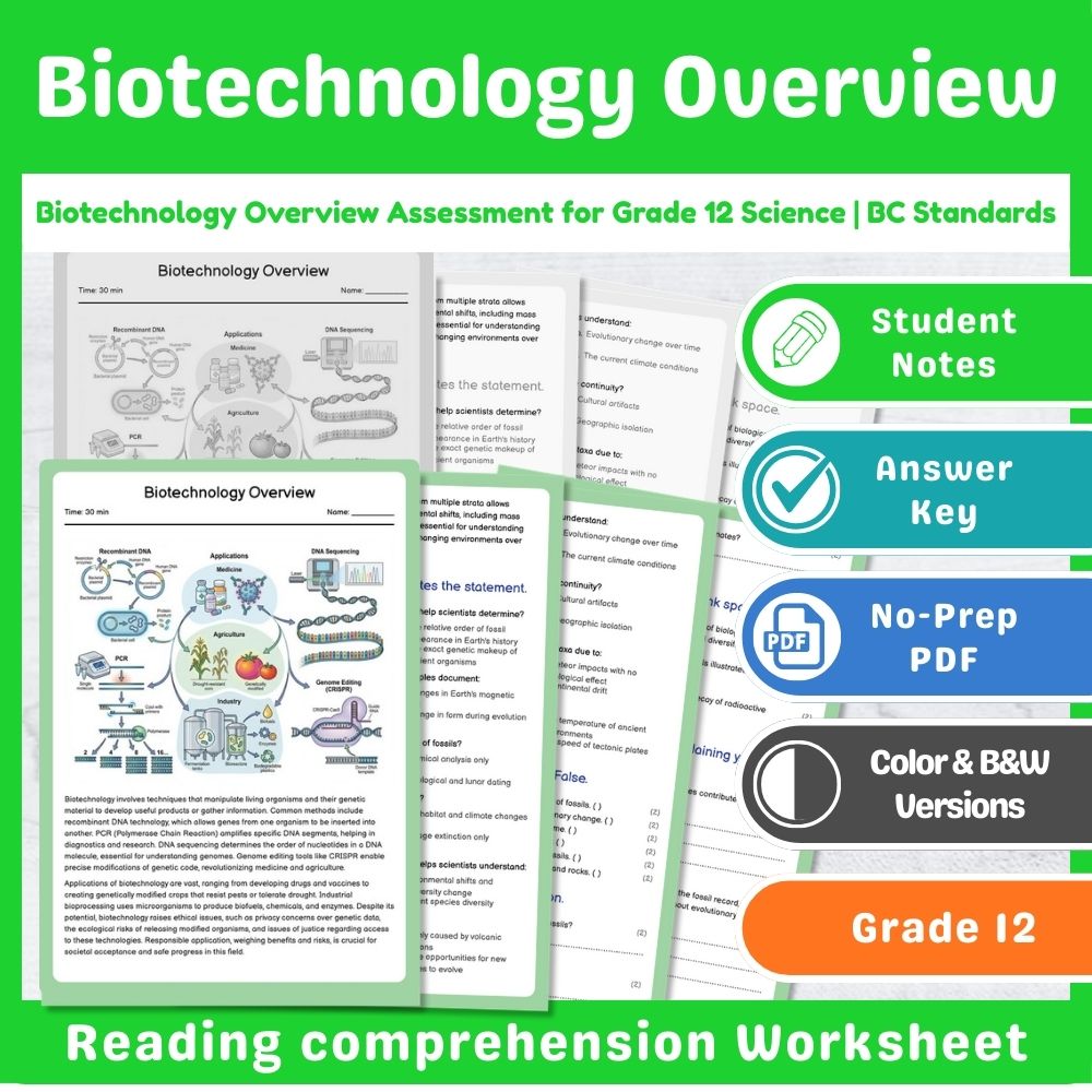 Grade 12 Science Mini Bundle – Genetics & Evolution Assessment Pack — included worksheet 11