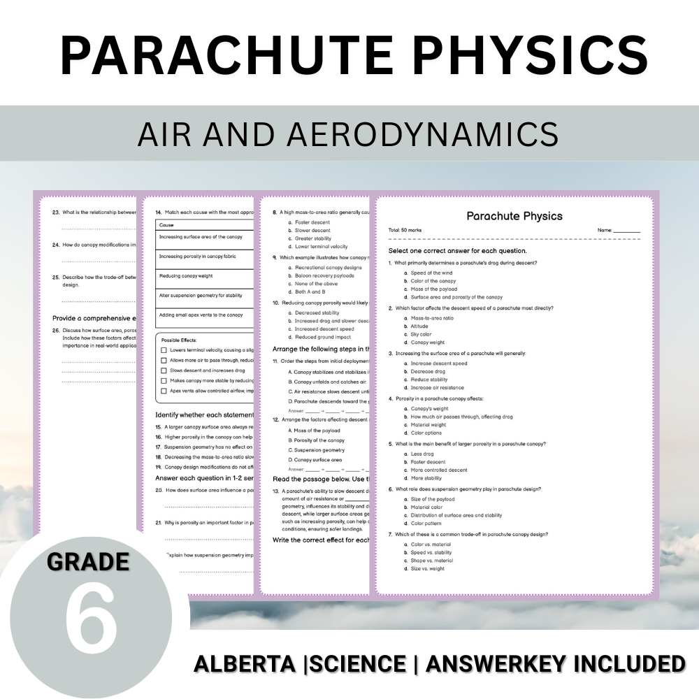 Grade 6 Science Unit Bundle | Flight, Air Pressure & Aerodynamics Worksheets — included worksheet 15