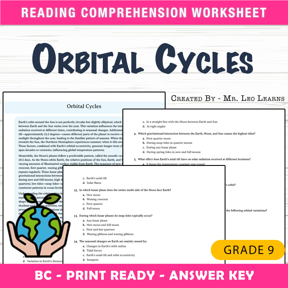 Grade 9 Science worksheet mcq paper worksheet — Grade 9 Science — Orbital Cycles Worksheet MCQ Paper for Mastery — page 1