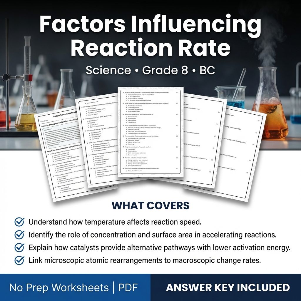 Grade 8 Science | Factors Influencing Reaction Rate Worksheet & Answer Key (PDF)