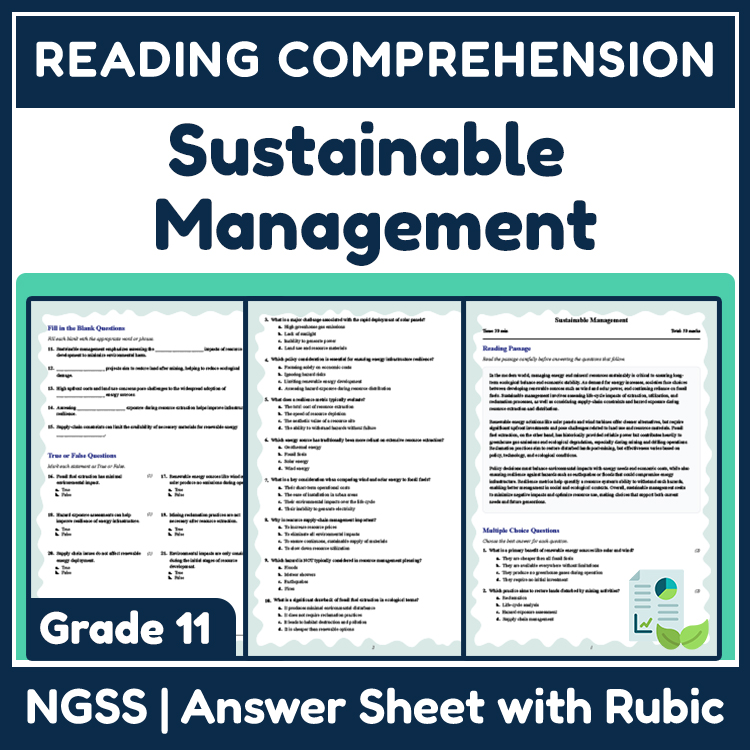 Grade 11 Science reading worksheets worksheet — 11th Grade Science | Sustainable Management Reading Worksheet & Answer Key…