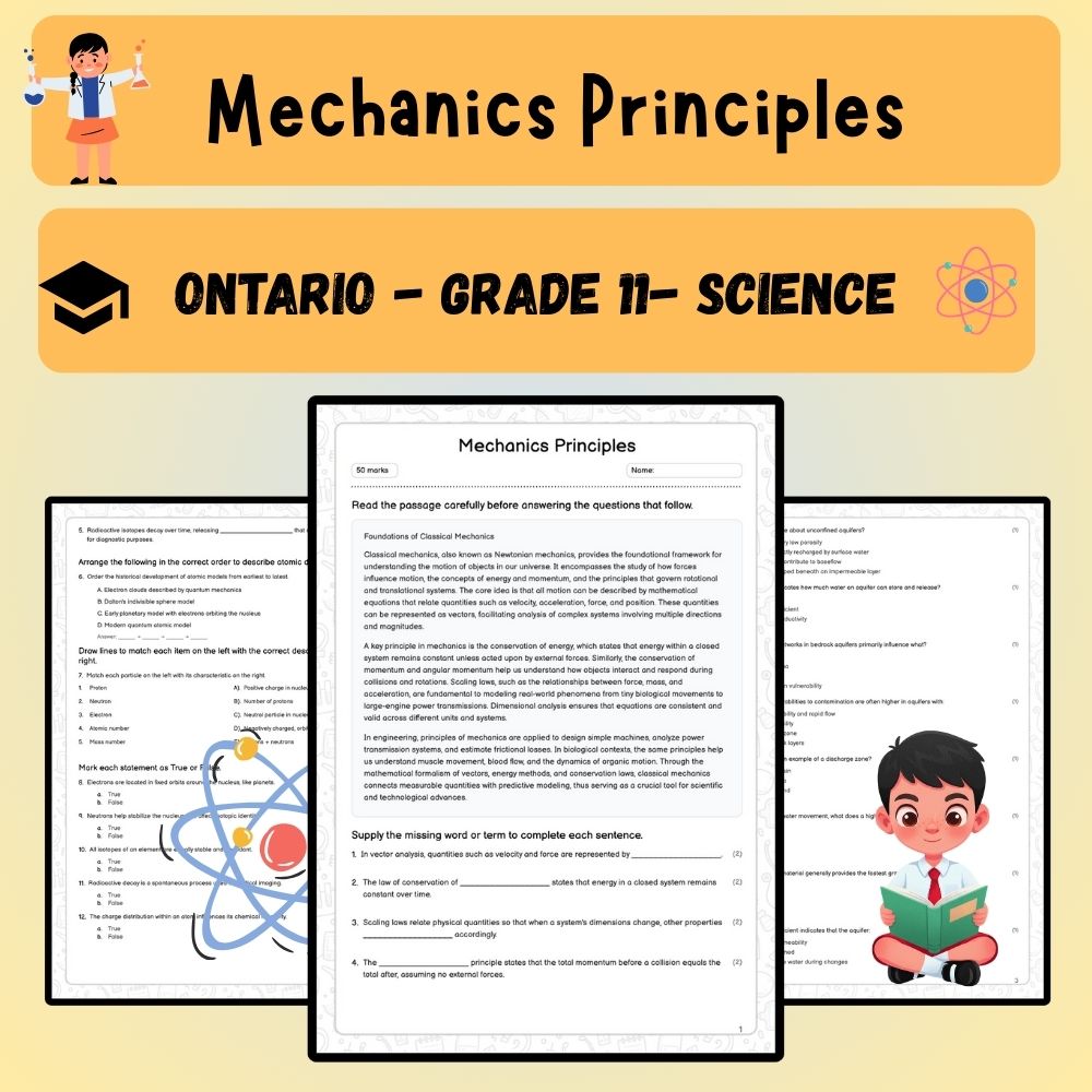 Grade 11 Science worksheet worksheet — Grade 11 Science | Mechanics Principles Worksheet (Answer Key) – Ontario Standards…