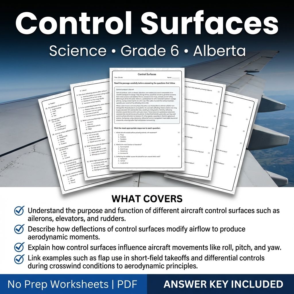Control Surfaces Worksheet for Grade 6 Science | Alberta Standards