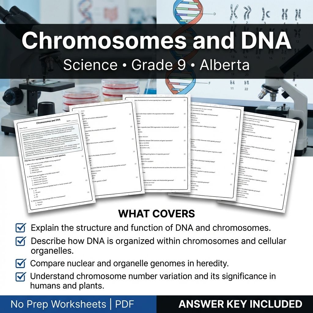 Chromosomes and DNA Worksheet | Grade 9 Science | Alberta