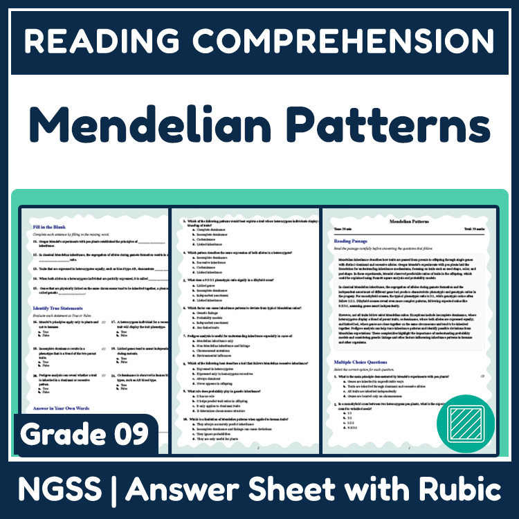 Grade 9 Science reading worksheets worksheet — 9th Grade Science | Mendelian Patterns Reading Worksheet (PDF + Answer Key)…
