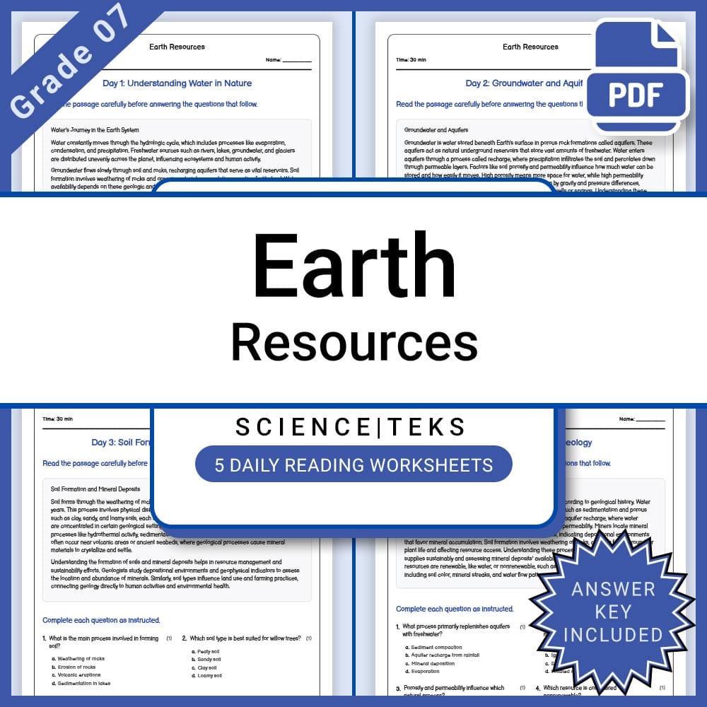 Grade 7 Science Lesson Group – TEKS Aligned & Concept-Focused Lesson Bundle — included worksheet 7