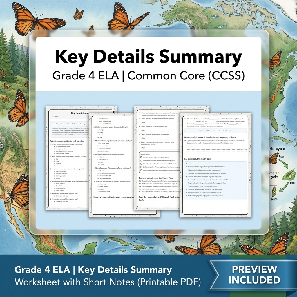Grade 4 Text Evidence and Structure ELA Lesson Bundle Aligned to CCSS — included worksheet 8