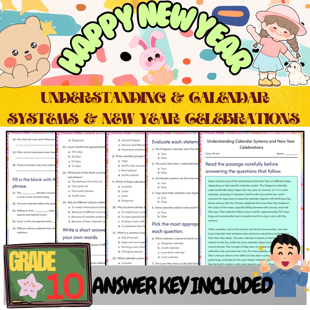 Grade 10 Seasonal bundle Calendar Systems & Celebrations(Worksheet & Answer Key) — included worksheet 2