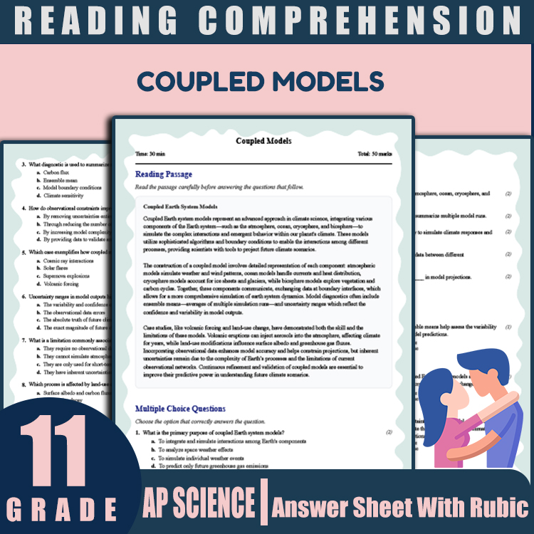Grade 11 Science reading worksheets worksheet — 11th Grade Science | Coupled Earth System Models Reading  (PDF + Answer Ke…