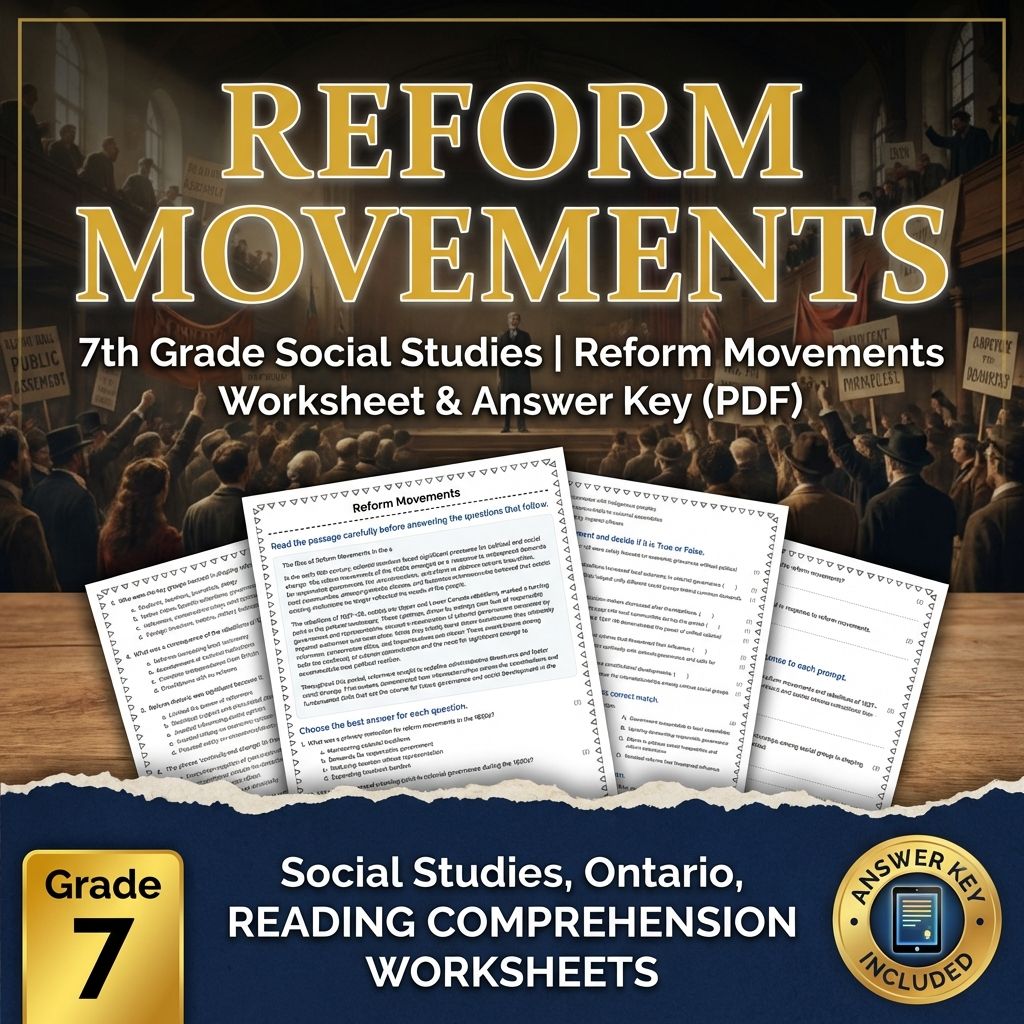 7th Grade Social Studies | Reform Movements Worksheet & Answer Key (PDF)