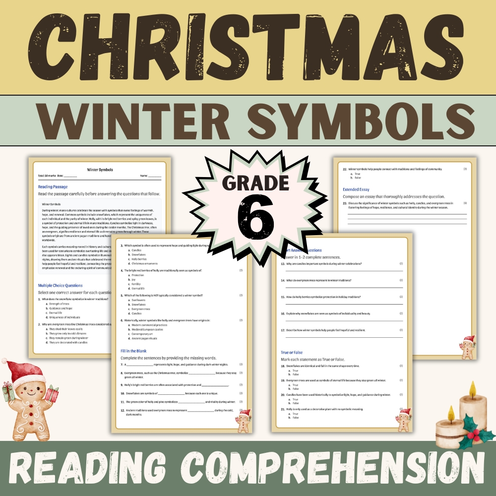 6th Grade Seasonal Science | Winter Symbols Worksheet