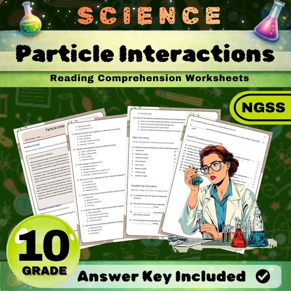 Grade 10 Science NGSS Bundle | Worksheets for Earth, Life & Physical Sciences — included worksheet 52