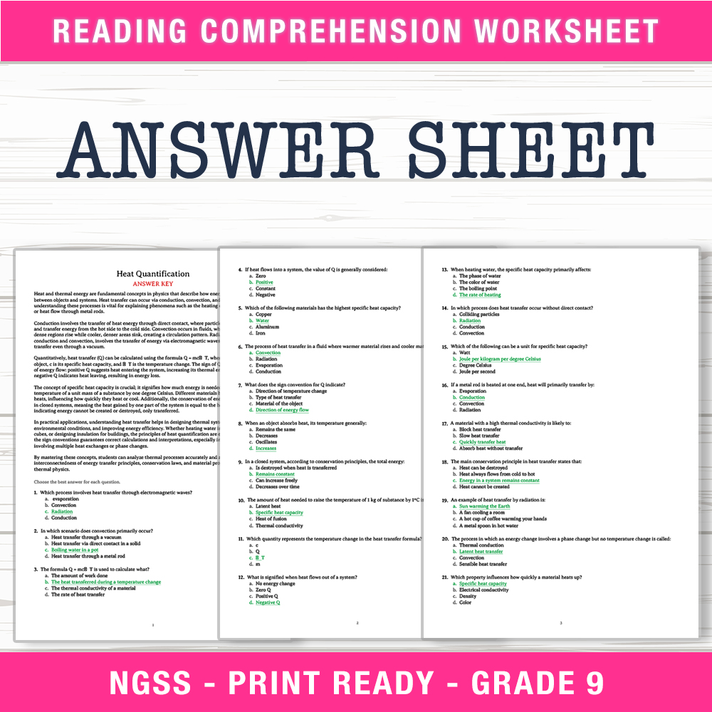 Grade 9 Science worksheet worksheet — Grade 9 Science – Heat Quantification Worksheet (PDF + Answer Key) — page 2