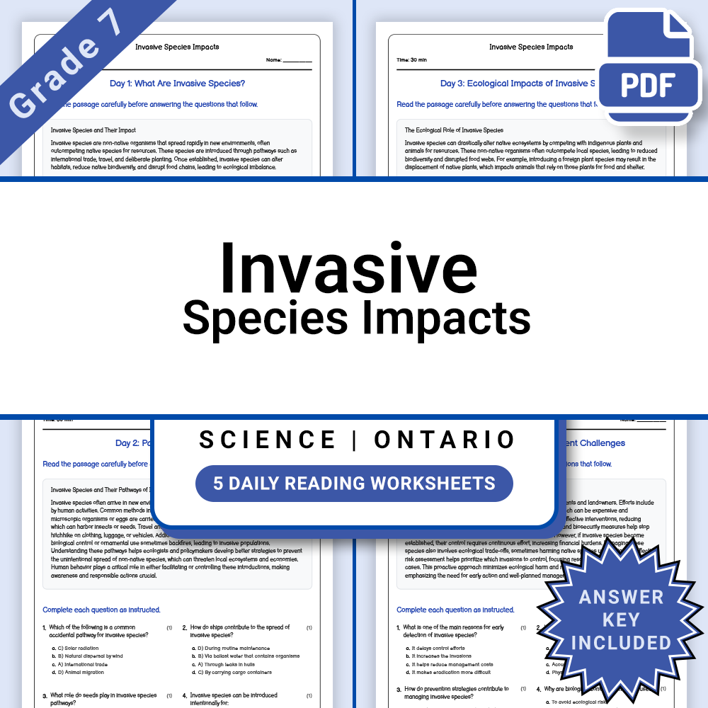 Grade 7 Science Lesson Group Bundle | Ecology & Ecosystems Framework — included worksheet 9