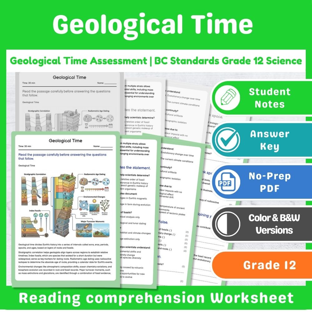 Grade 12 Science Mini Bundle – Plate Tectonics & Geoscience Assessment — included worksheet 12