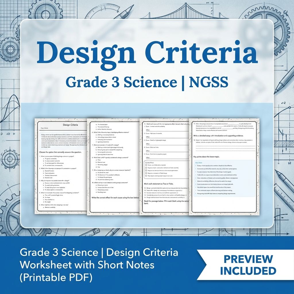 Grade 3 Science NGSS Engineering Design Unit | Classroom Worksheets & Activities — included worksheet 3