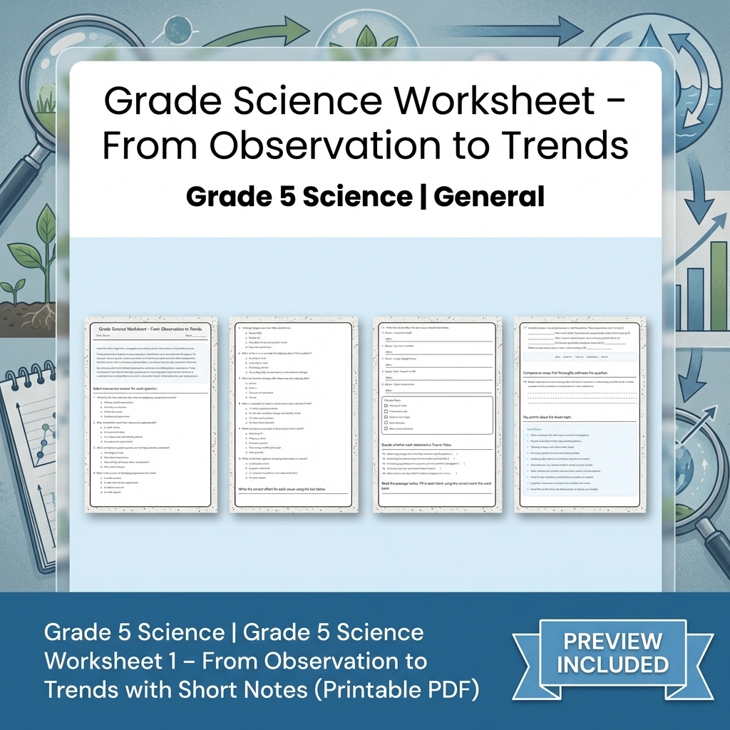 Grade 5 Science Lesson Group: Water Cycles, Seasons, and Earth Materials — included worksheet 5