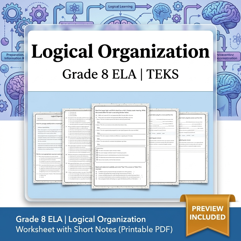 Grade 8 Evidence & Grammar ELA Full-Year Bundle TEKS — included worksheet 34