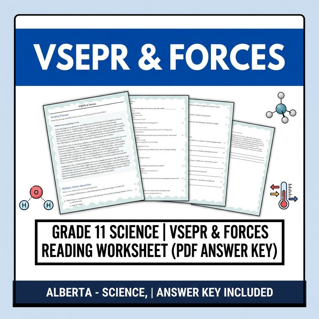 Grade 11 Science | VSEPR & Forces Reading Worksheet (PDF Answer Key)