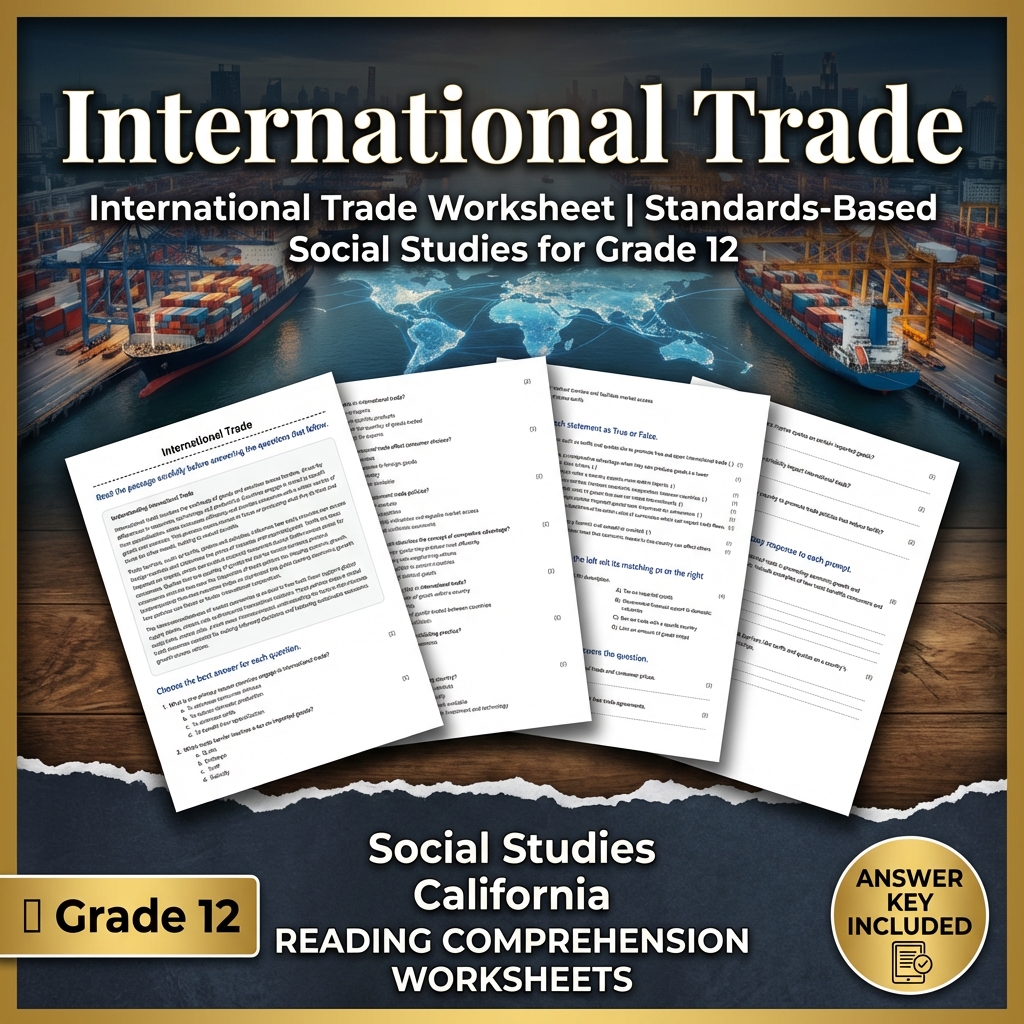 International Trade Worksheet | Standards-Based Social Studies for Grade 12