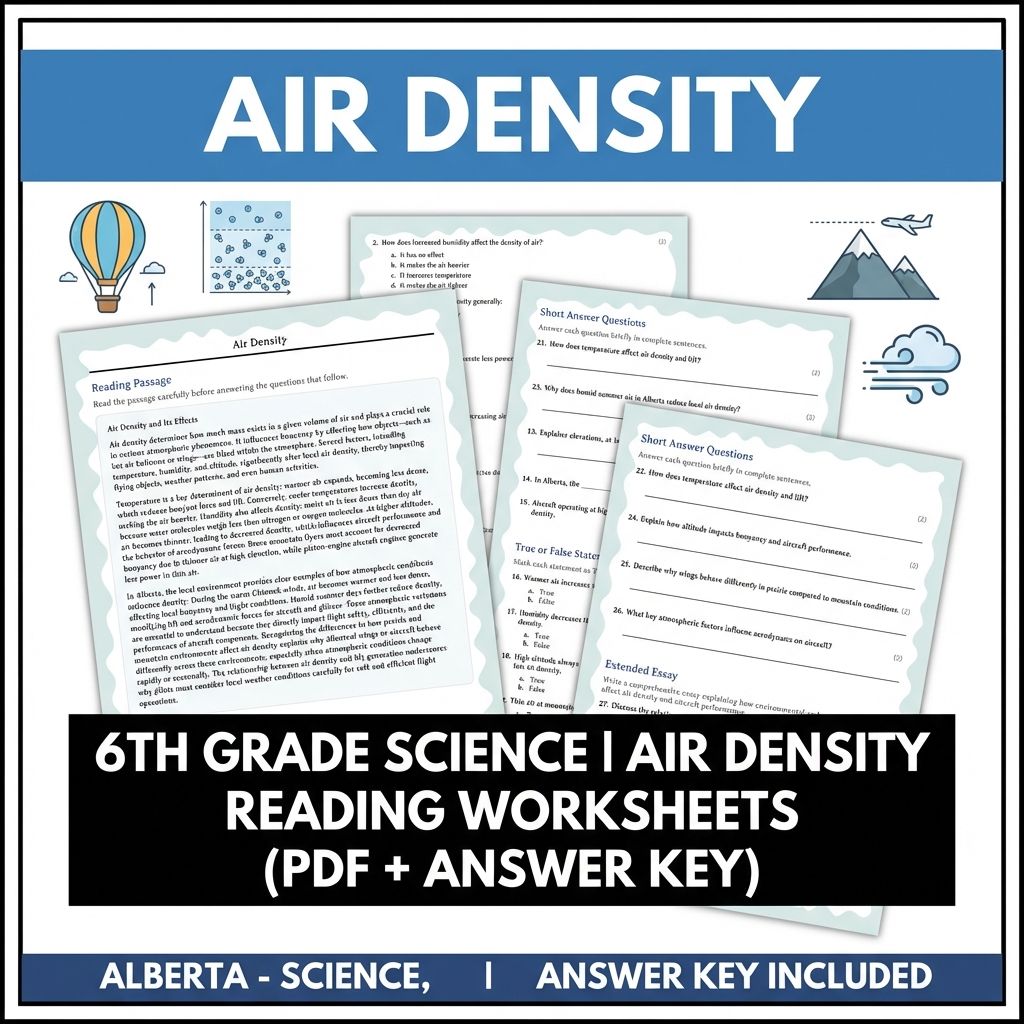 Grade 6 Science reading worksheets — 6th Grade Science | Air Density Reading Worksheets (PDF + Answer Key)