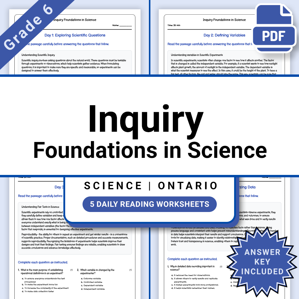 Grade 6 Science STEM Skills and Connections Lesson Bundle with Ontario Framework — included worksheet 7