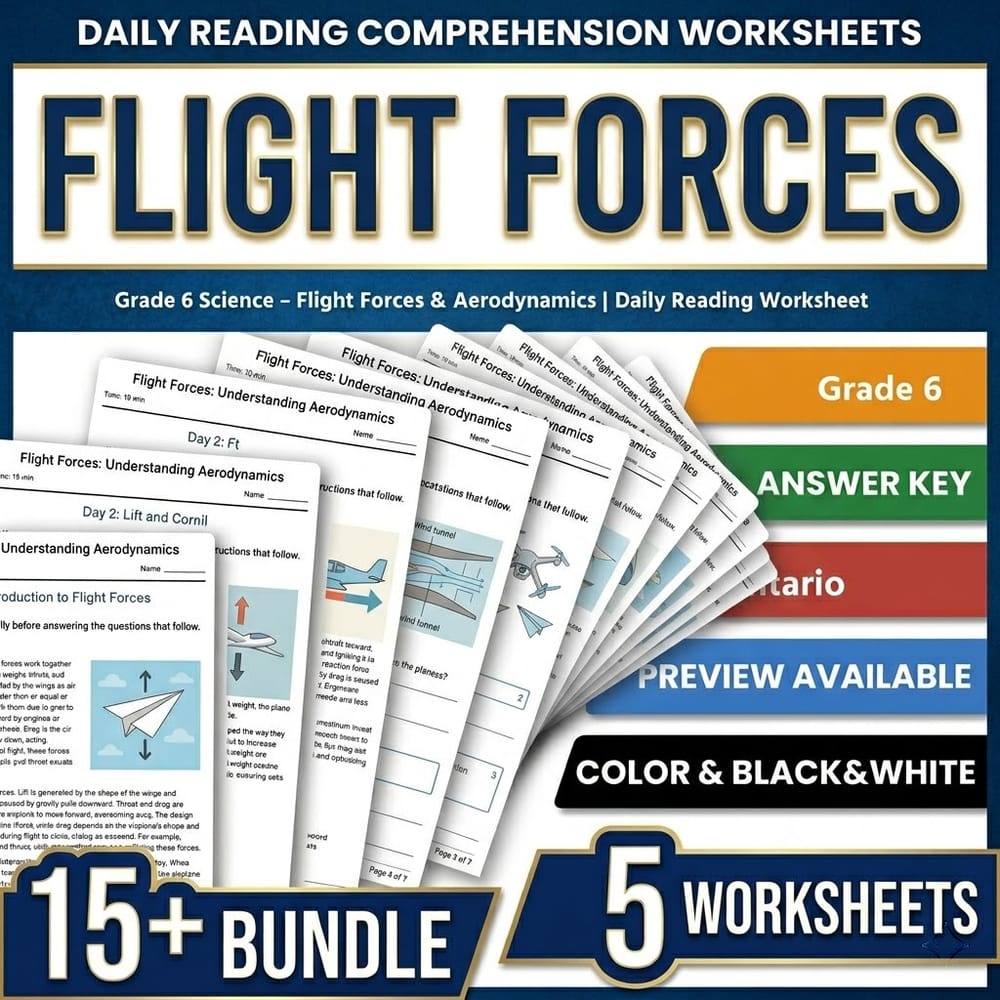 Flight Science Grade 6 Daily Reading Worksheets Bundle | Ontario — included worksheet 9