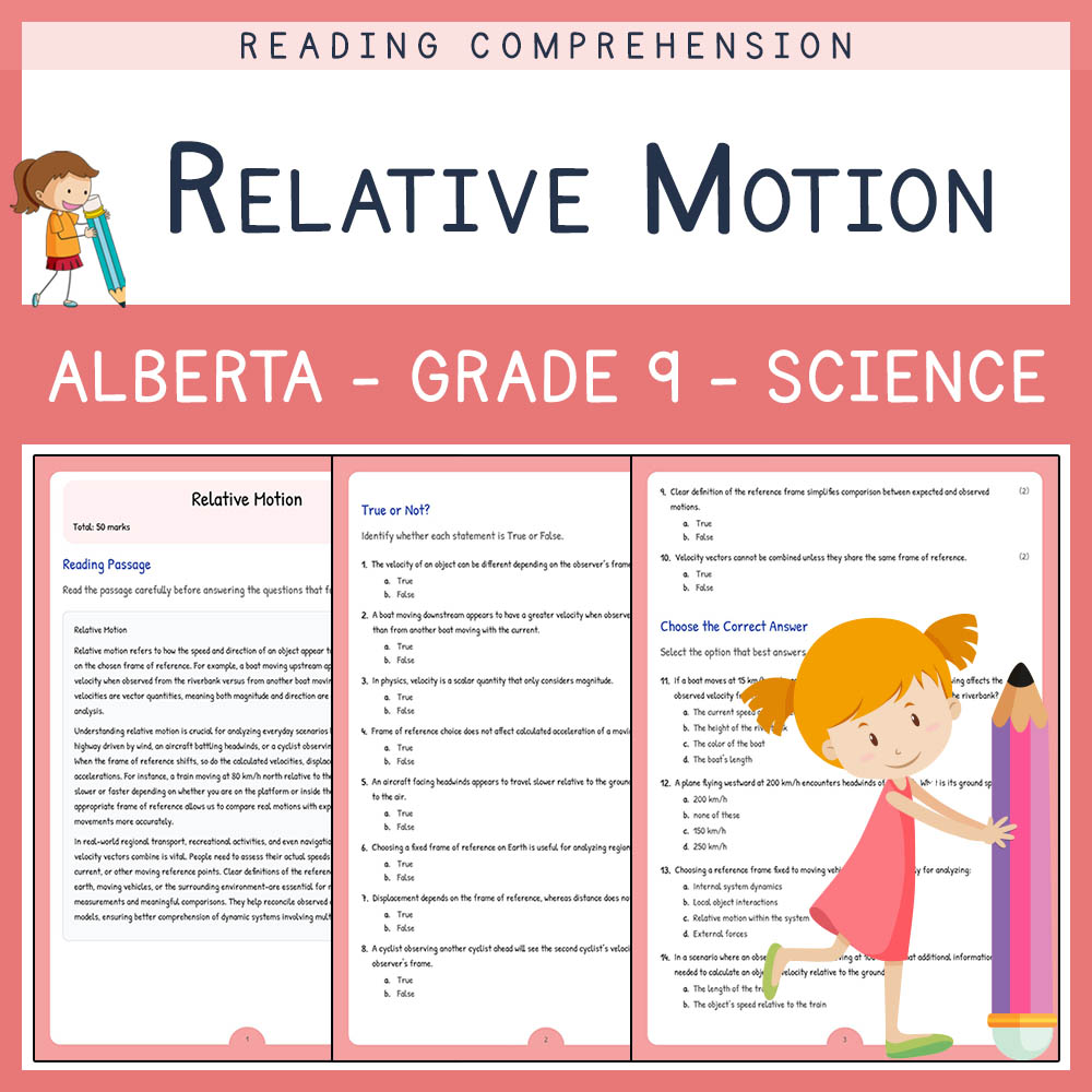 Grade 9 Science worksheet elena worksheet — Grade 9 Science | Relative Motion Worksheet | Alberta Standards — page 1