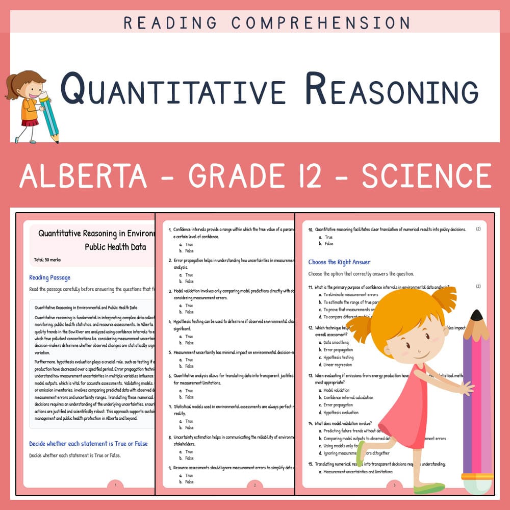 Grade 12 Science worksheet elena worksheet — Grade 12 Science | Quantitative Reasoning Worksheet | Alberta Standards — page 1