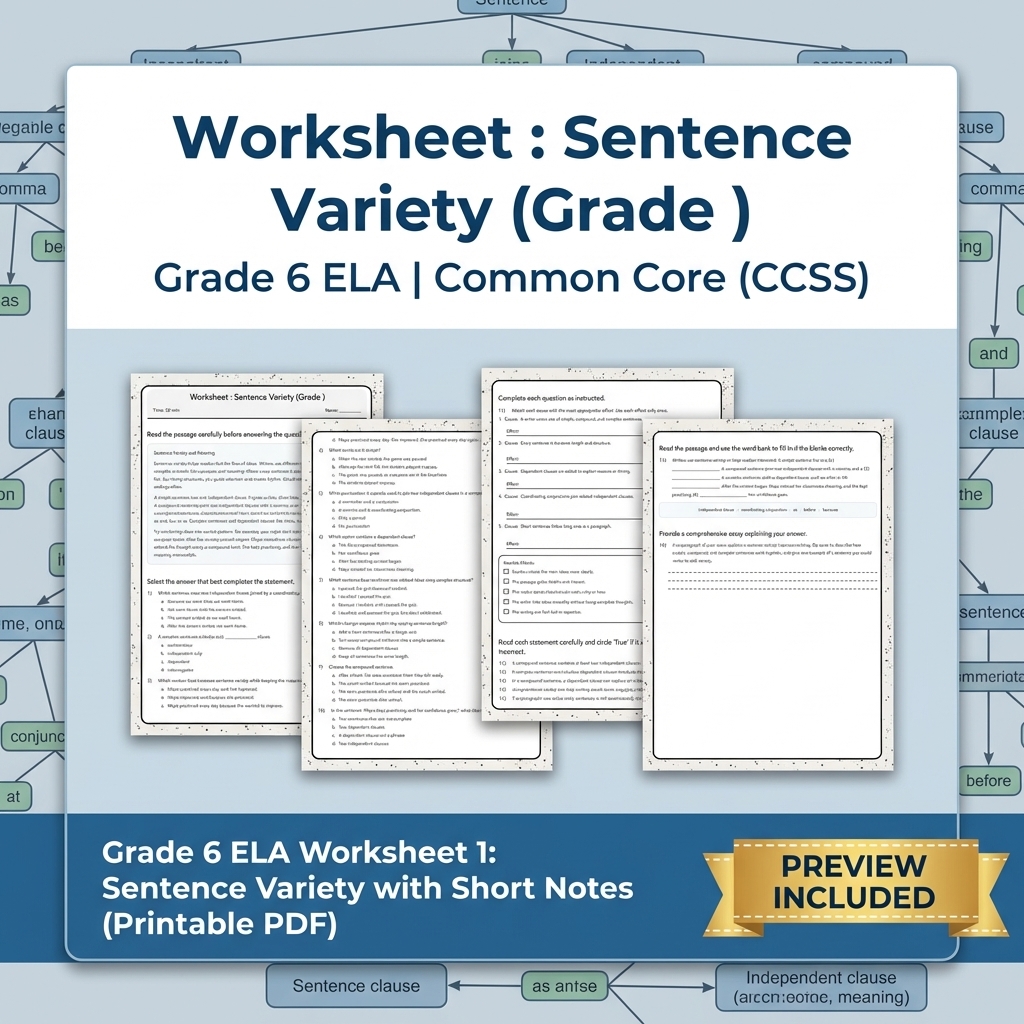 Grade 6 ELA Reading, Writing, & Grammar Full-Year Bundle (Common Core CCSS) — included worksheet 29