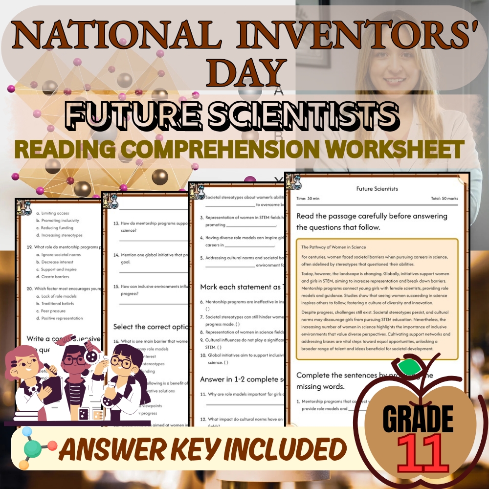 Grade 11 Holiday Girls in Science Worksheet for Mastering STEM| PDF + Answer Key