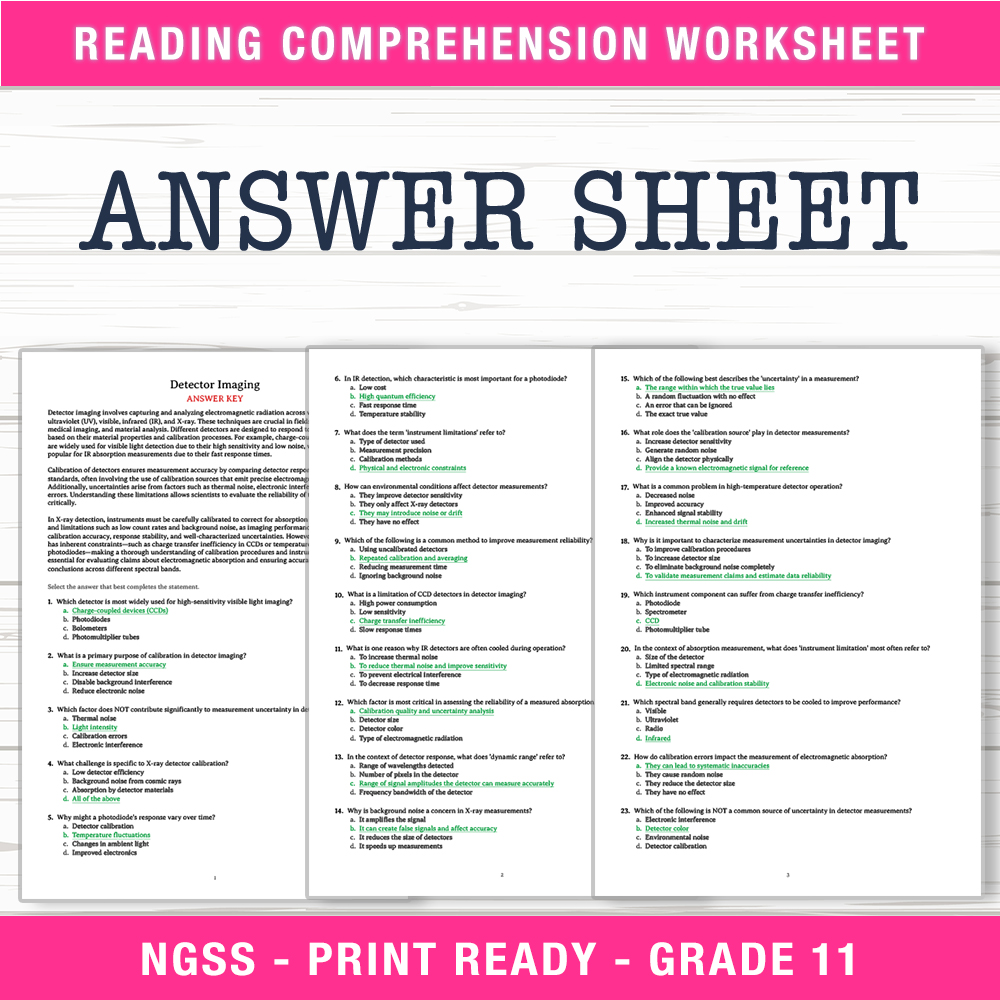 Grade 11 Science — worksheet — Grade 11 Science | Detector Imaging Worksheet (PDF + Answer Key) — page 2