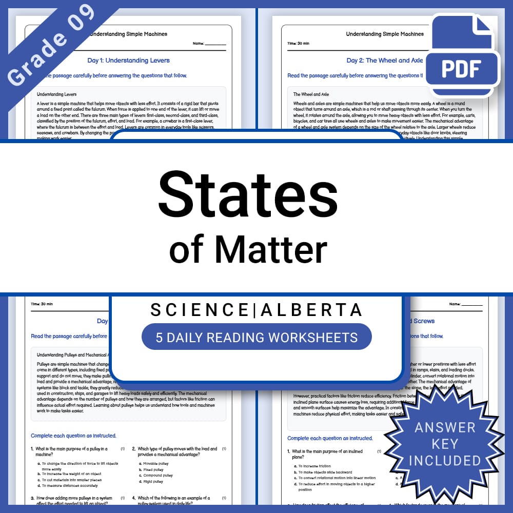 Grade 9 Science Lesson Bundle | Alberta Framework — included worksheet 10