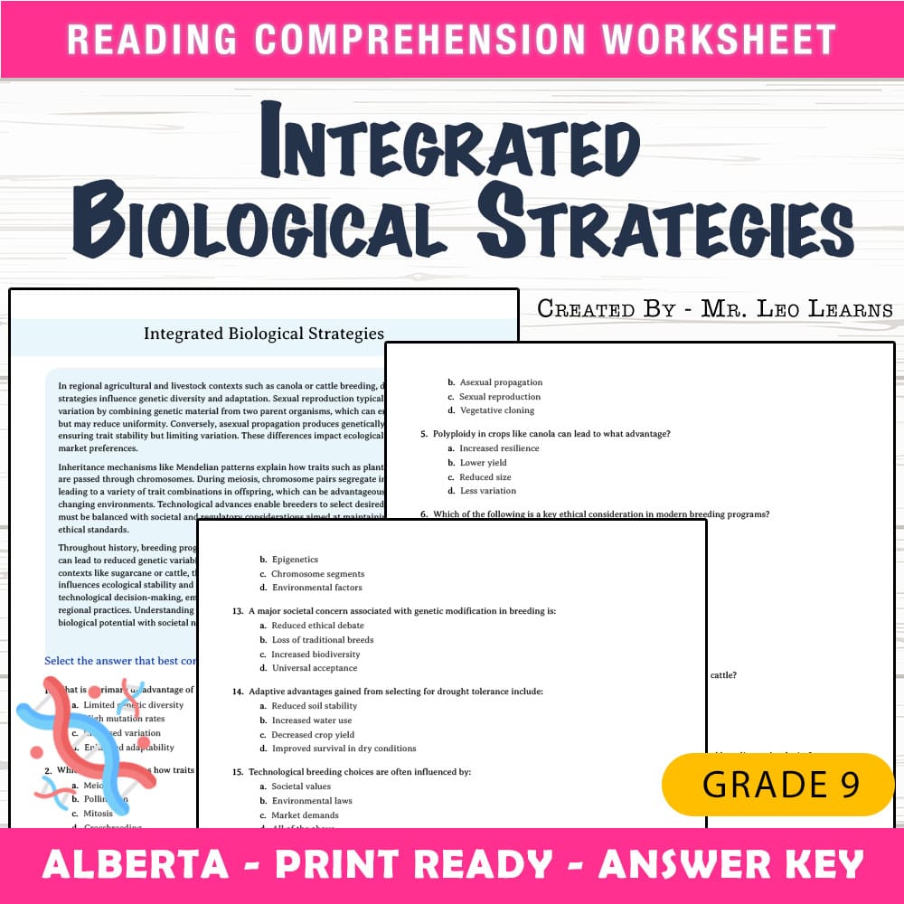 Grade 9 Science worksheet mcq paper worksheet — Grade 9 Science — Worksheet MCQ Paper for Mastering Biological Strategies…