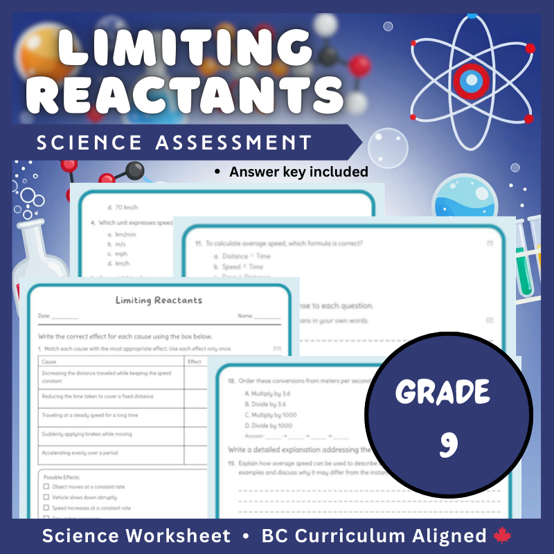 Grade 9 Science | Limiting Reactants Worksheet (Answer Key) – BC Standard