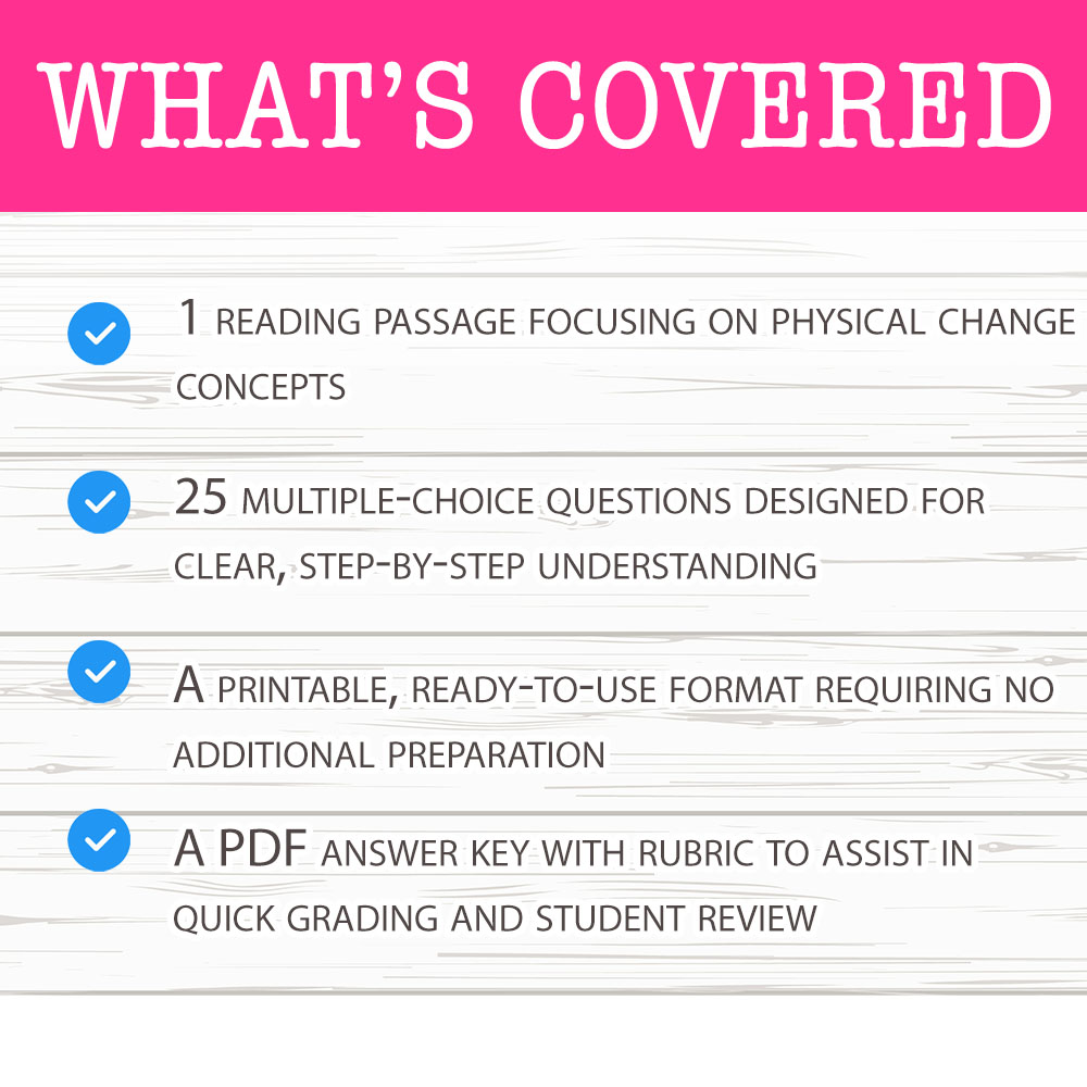 Grade 7 Science worksheet mcq paper worksheet — Grade 7 Science — Signs of Physical Change Worksheet for Mastery — page 2