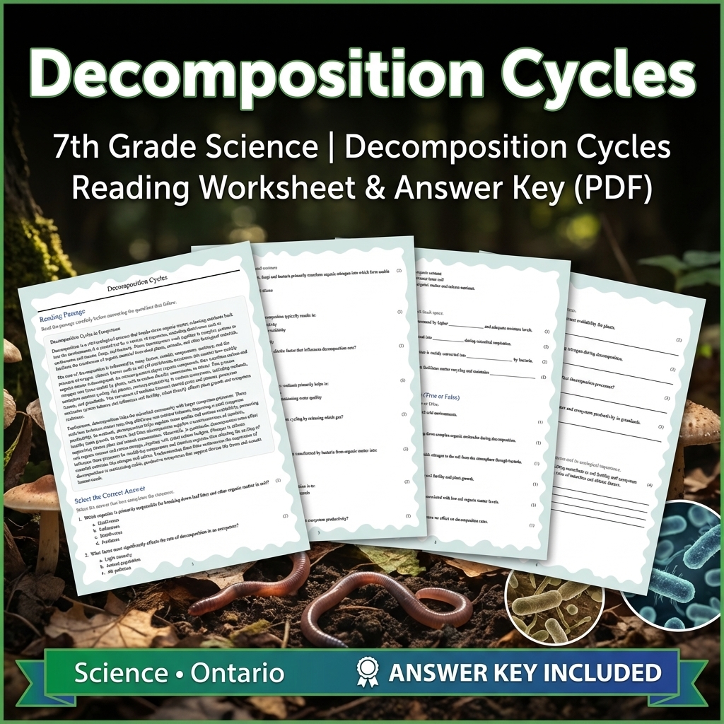 Grade 7 Science | Ecosystems, Biodiversity & Environmental Stewardship — included worksheet 11