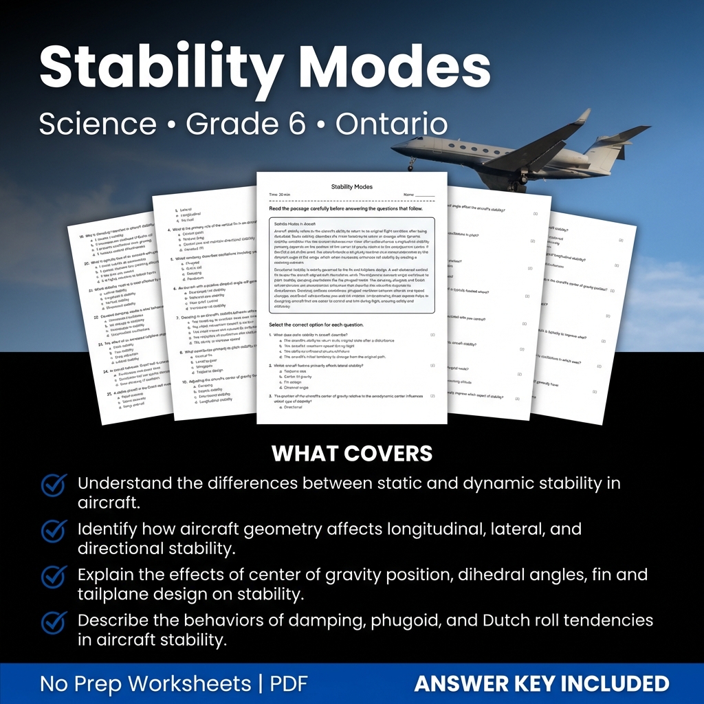 Grade 6 Science Worksheet on Stability Modes | Ontario Standards