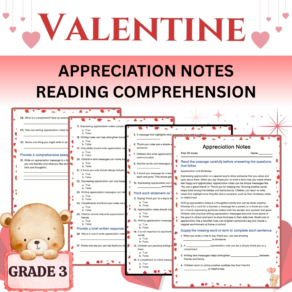 Grade 3 Seasonal Appreciation Notes Worksheet 