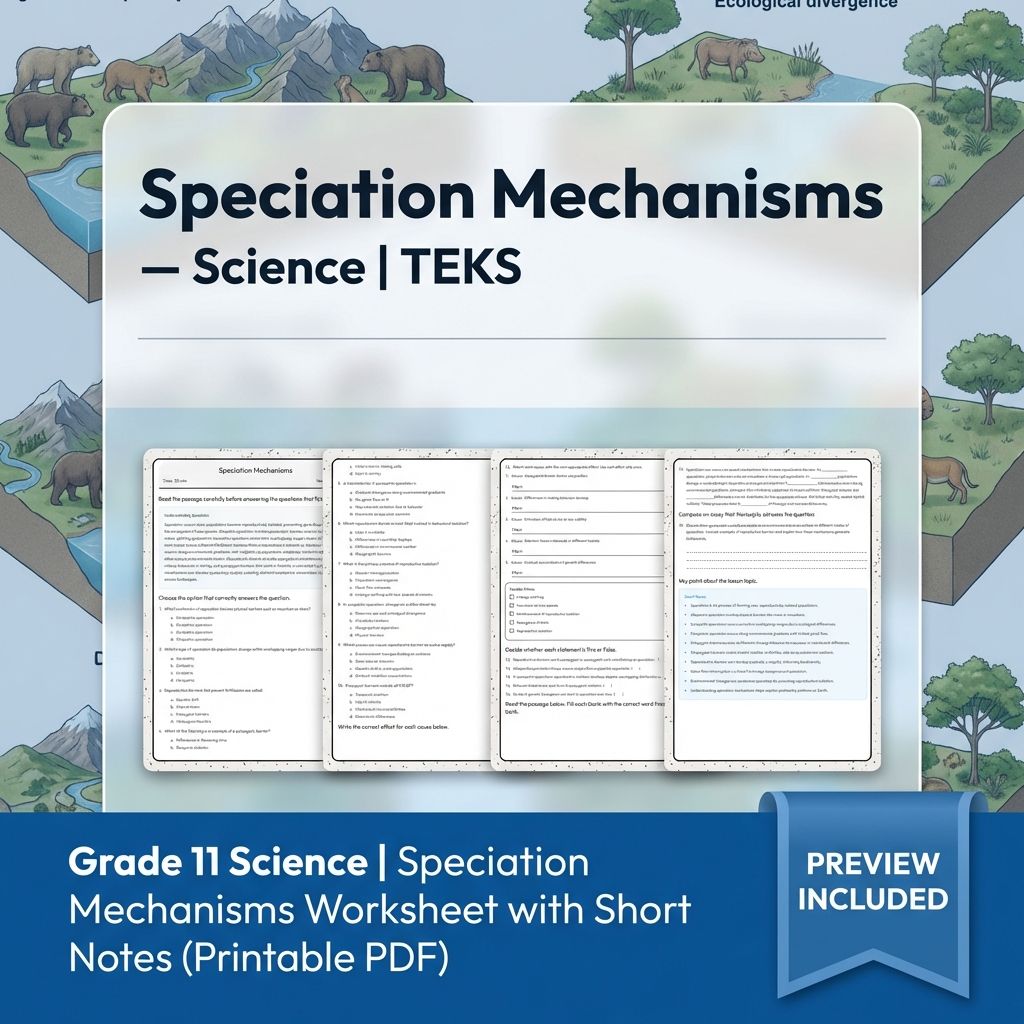 Grade 11 Science Worksheet Bundle | Genetics, Evolution & Human Body (PDF) — included worksheet 44