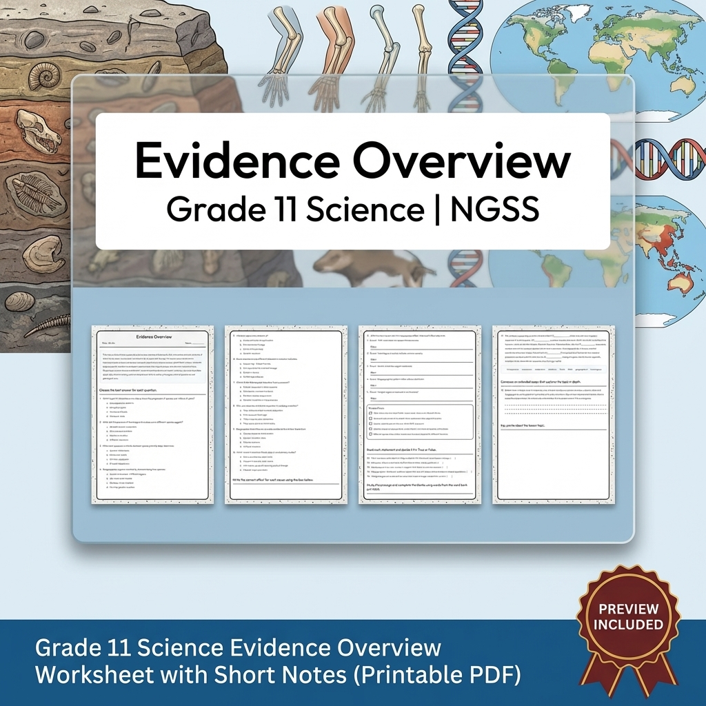 Grade 11 Science NGSS Worksheet Bundle – Ecosystem, Genetics & Physics Topics — included worksheet 41