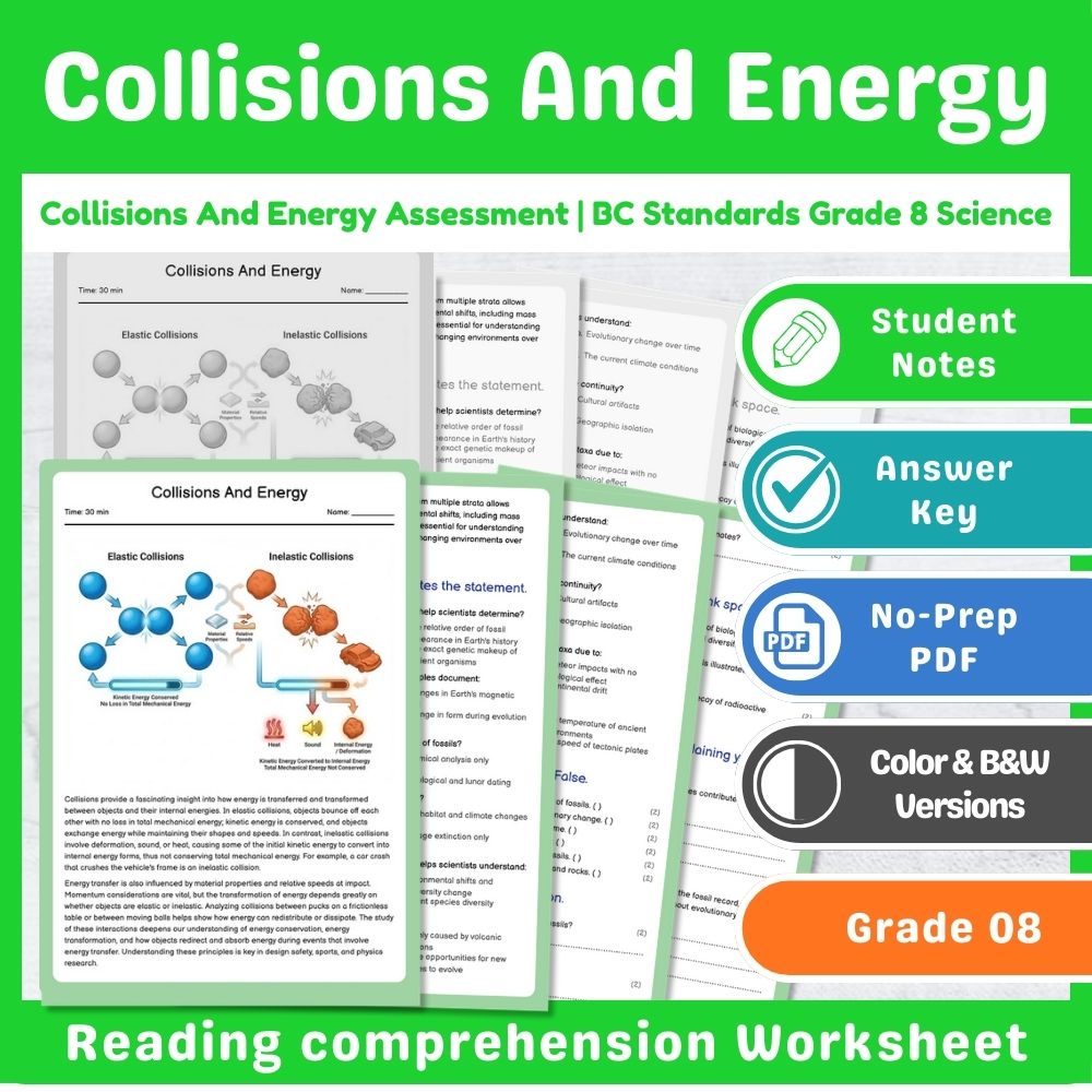 Grade 8 Science Assessment – Motion & Forces Standards-Aligned Mini Bundle — included worksheet 13