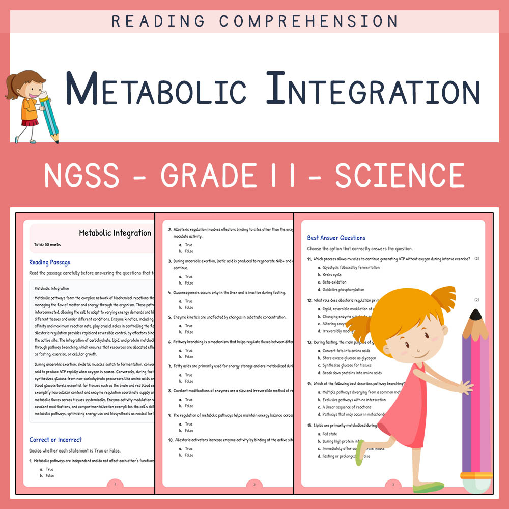 Grade 11 Science worksheet worksheet — Grade 11 Science | Metabolic Integration Worksheet (Answer Key) for NGSS Alignment…