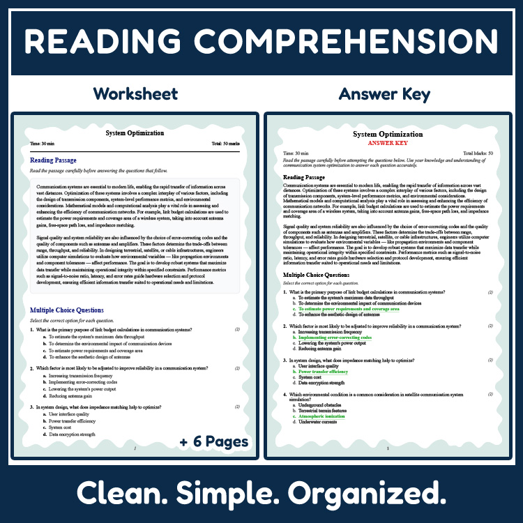 Grade 10 Science reading worksheets worksheet — Grade 10 Science | System Optimization Reading Worksheet (PDF & Rubric) —…