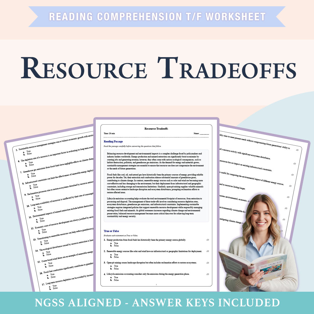 Grade 10 Science reading comprehensions true or false worksheet worksheet — 10th Grade Science | Resource Tradeoffs Worksh…