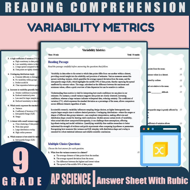 Grade 9 Science reading worksheets worksheet — 9th Grade Science | Variability Metrics Reading Worksheet & Answer Key (PDF…