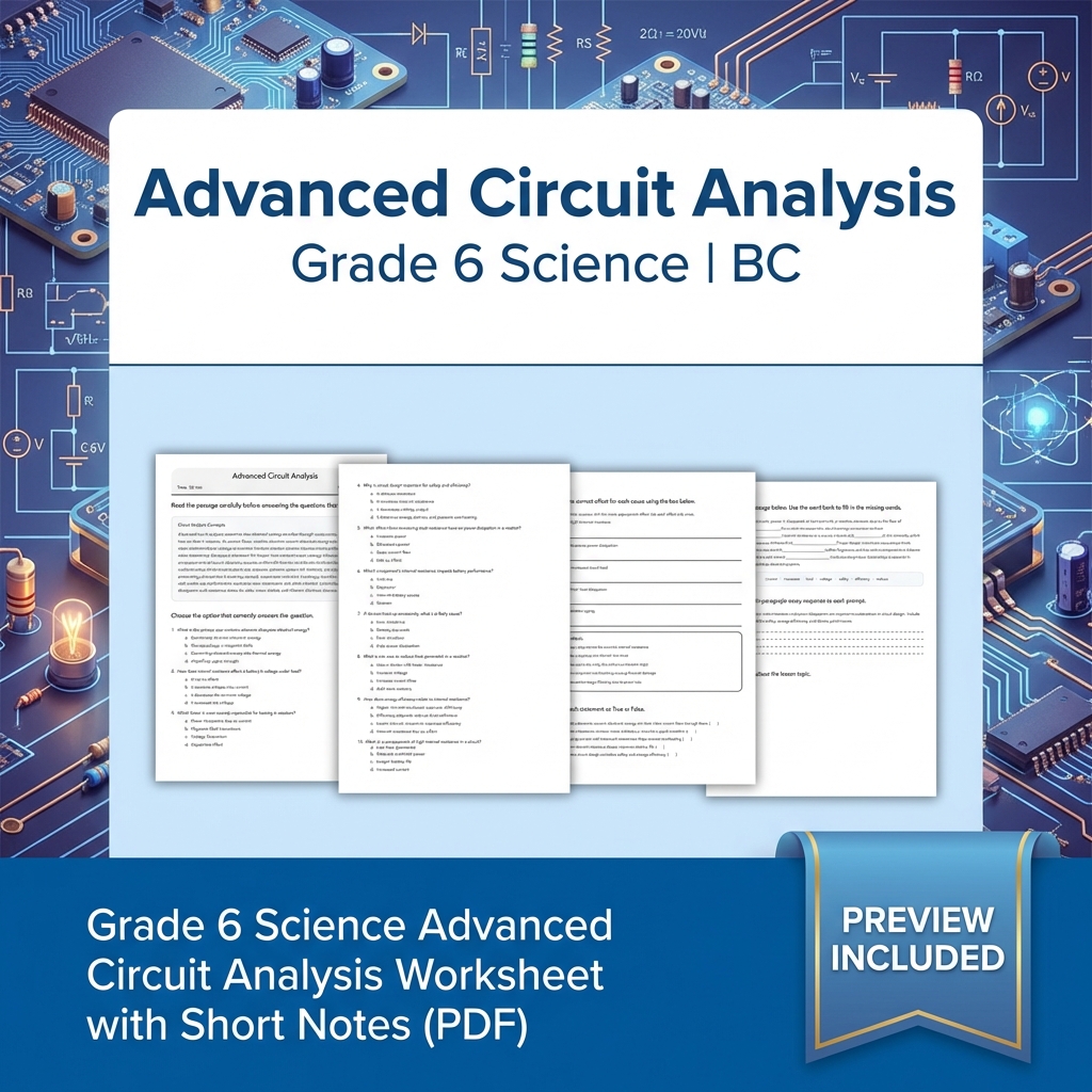 Grade 6 Science | Energy, Waves & Circuits UNIT Bundle (BC Frame work) — included worksheet 12