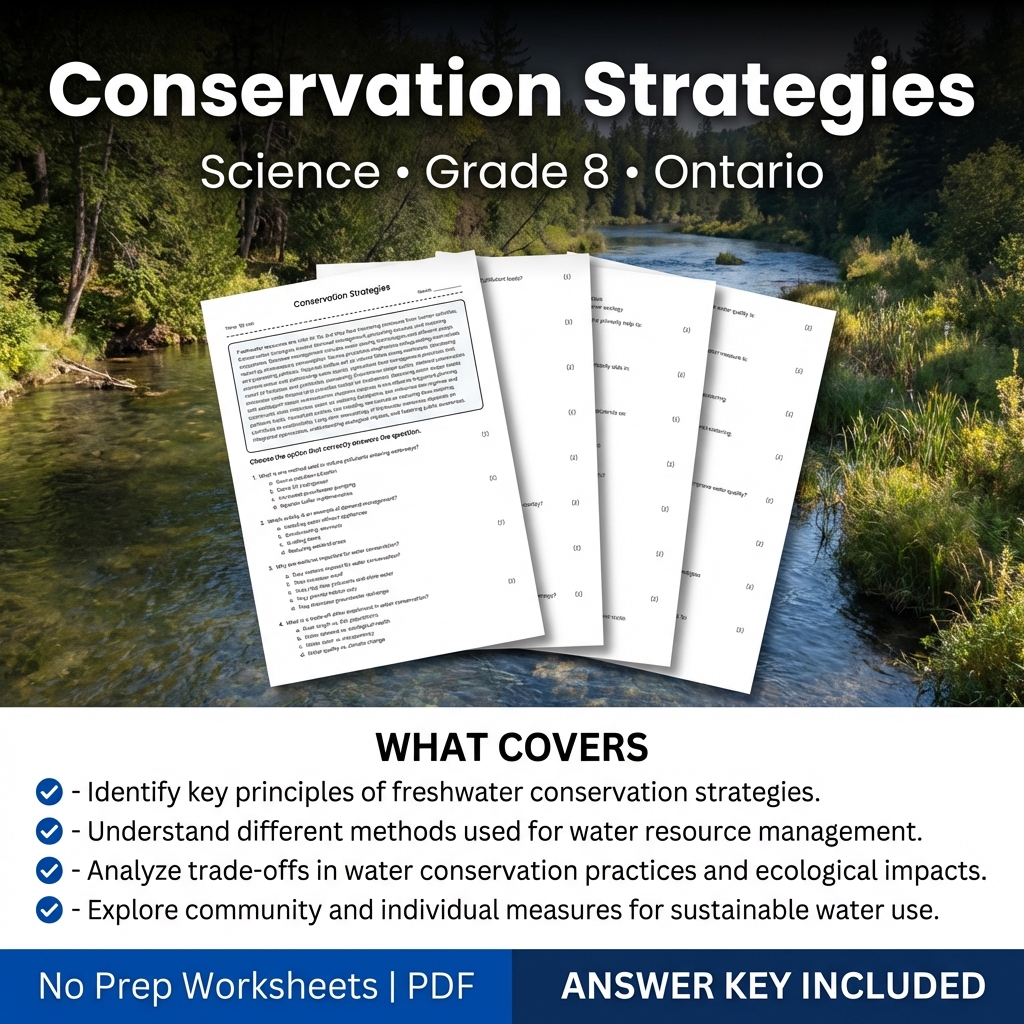 Conservation Strategies Worksheet | Ontario Grade 8 Science Practice