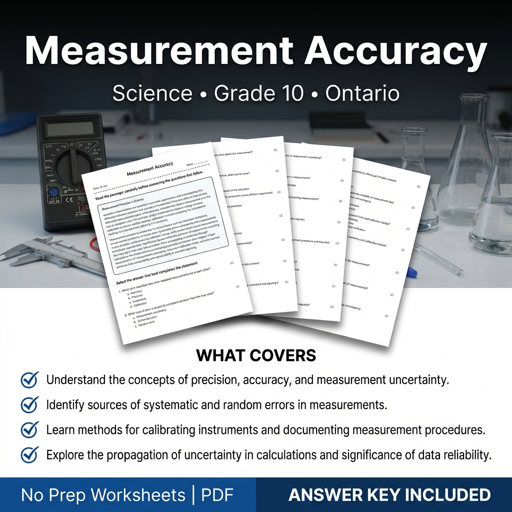 Measurement Accuracy Worksheet for Grade 10 Science – Ontario Standards